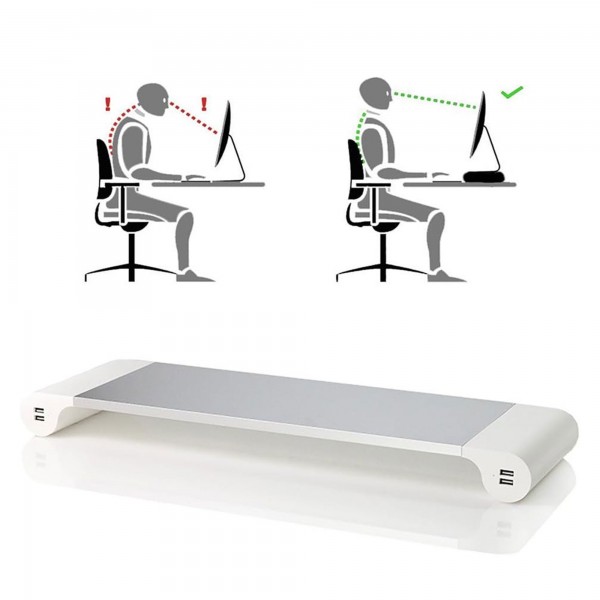 حامل لابتوب وكمبيوتر للمكتب مع 4 منافذ بيانات وشحن USB