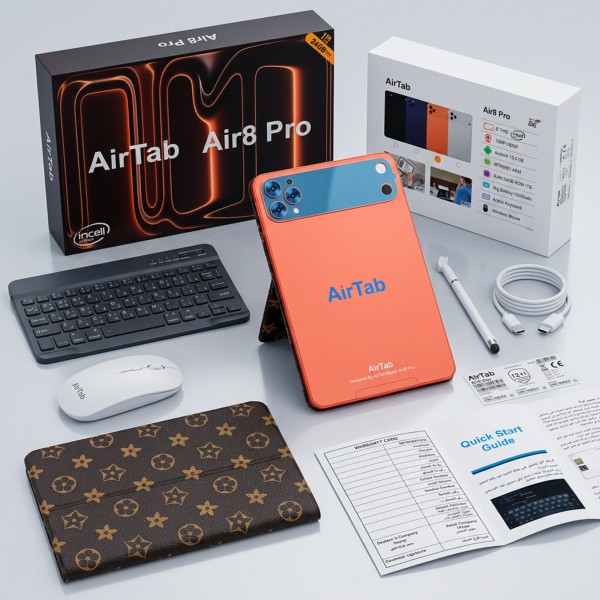 تابلت Airtap Air 8 pro بضمان عام كيبورد و ماوس بلوتوث