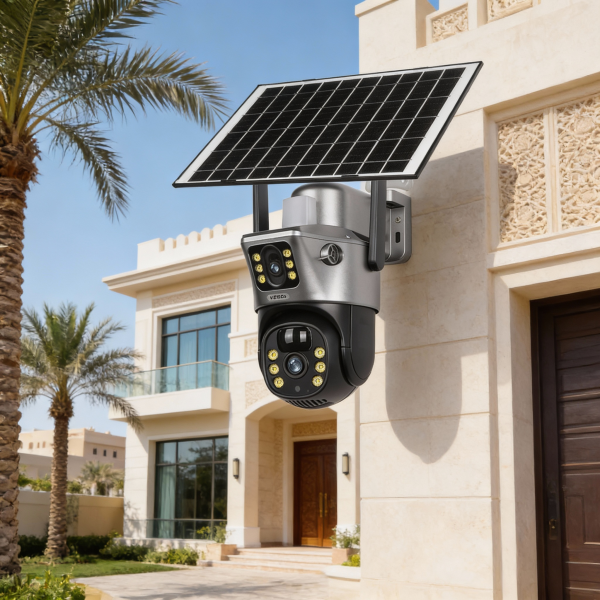 منظومة الأمان المزدوجة V380s - كاميرا طاقة شمسية بعدستين وتتبع ذكي ورؤية ليلية ملونة