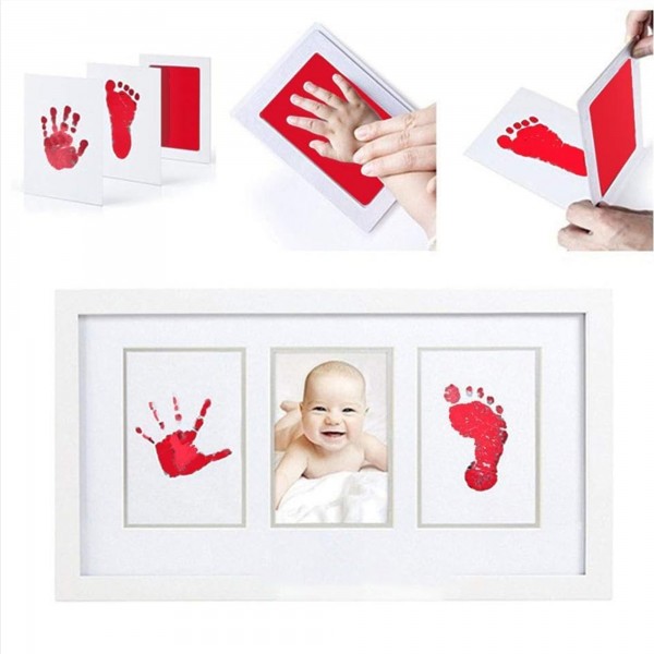 طابعة بصمة يد وقدم الطفل لون أحمر