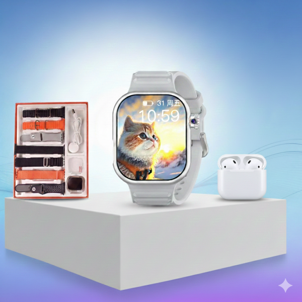 عرض ساعة سمارت بشريحة سماعة الترا هدية مجانية 7 استيك سماعة airpods