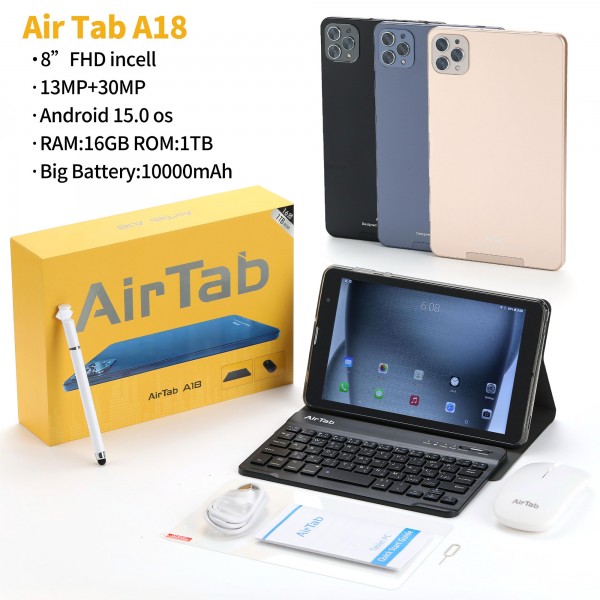 المكتب الذكي المصغر Air Tab A18 - تابلت شريحتين بذاكرة 1 تيرا، رام 24GB، بطارية 10K ومجموعة هدايا متكاملة