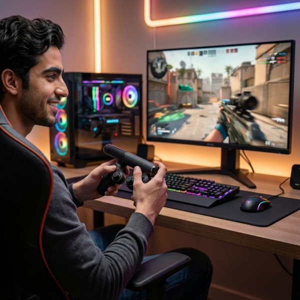 نظام XGUN المزدوج للجيمنج - بندقية SMG لاسلكية احترافية لـ PS5 و PC مع رأس ليزر