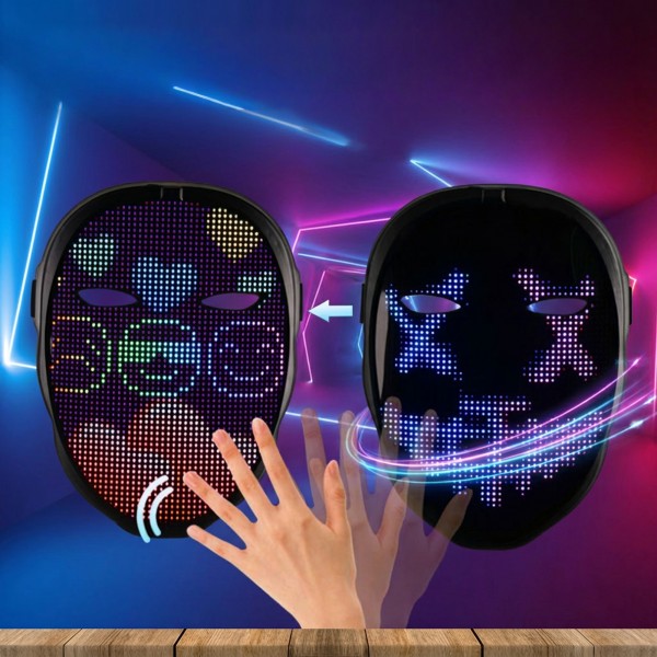 قناع الشبح الرقمي الذكي - 115 وجهاً متحركاً بتقنية LED وتحكم كامل عبر الجوال