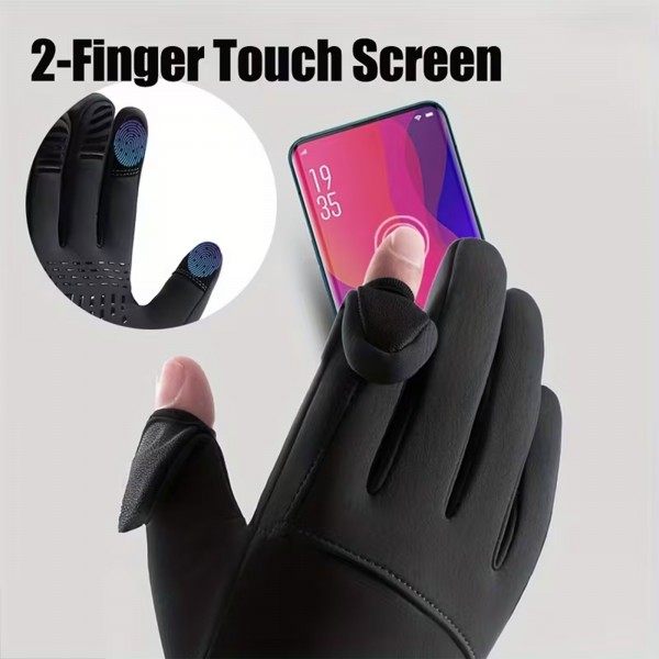 قفازات شتوية مقاومة للماء مزودة بجيوب بسحاب - لارج