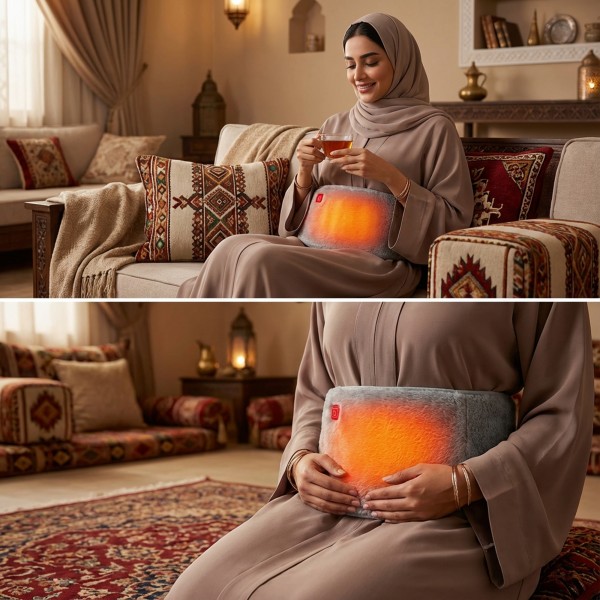 حزام خصر كهربائي ساخن للمعدة والظهر، تقلصات الدورة الشهرية والام مفاصل الجسم، 3 مستويات تحكم في درجة الحرارة
