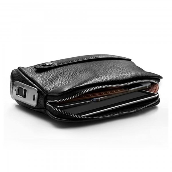 شنطة يد جلدية بقفل بصمة الاصبع