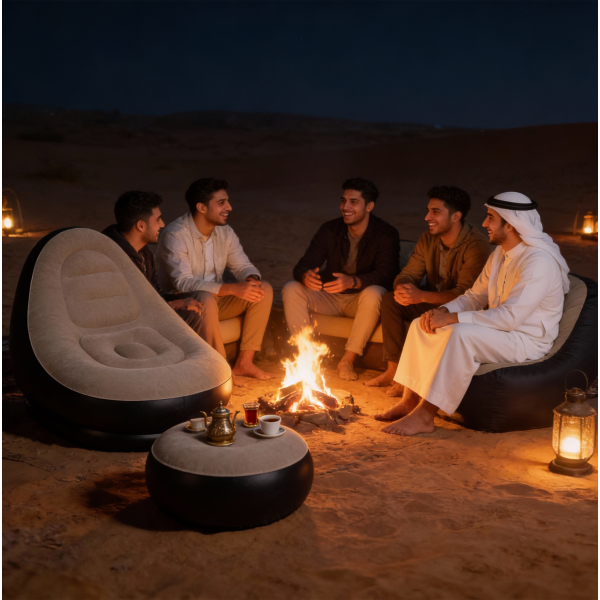 كنبة بين باج و مسند رجل المريحة