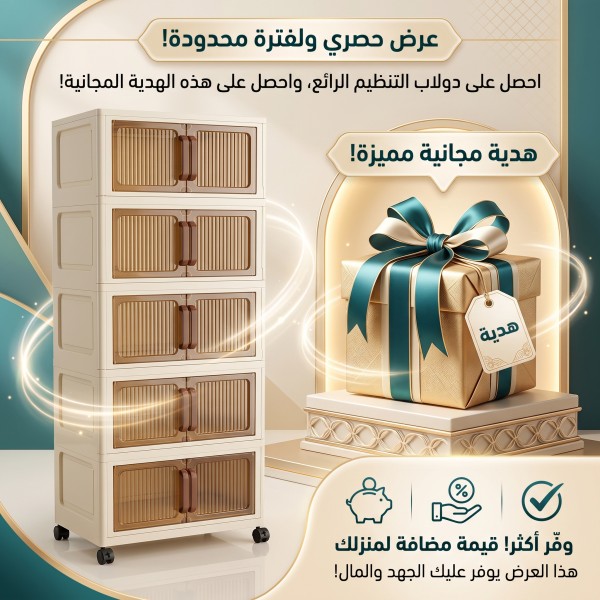 دولاب تخزين 10 أدوار سهل الفك والتركيب مع كواية محمولة هدية مجانية