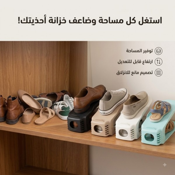 قطعتين منظم الأحذية المزدوج رتب أحذيتك فوق بعض بتكة واحدة