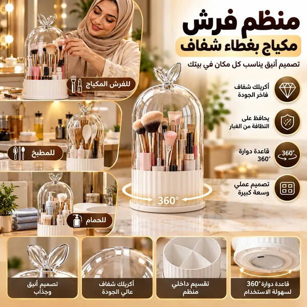 منظم أكريليك متعدد الاستخدامات للفرش والمكياج والمطبخ والحمام
