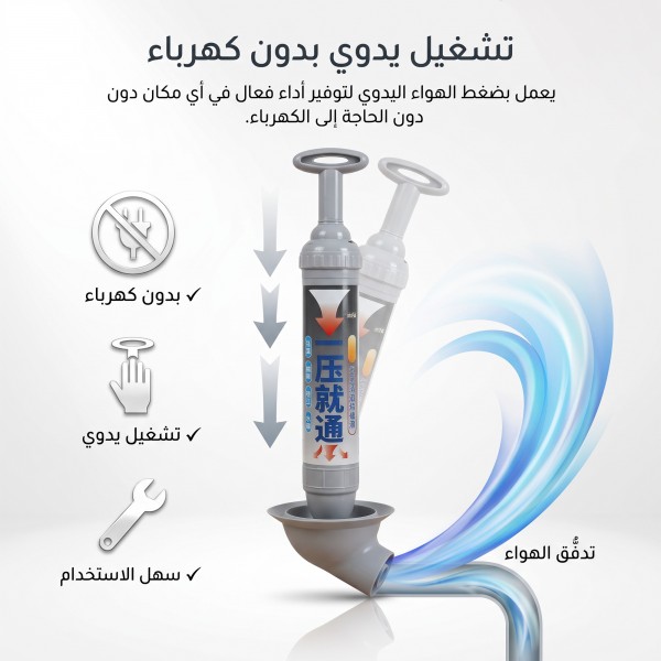 مضخة مكبس الهواء اليدوية لتسليك انسداد الأنابيب ومواسير الصرف