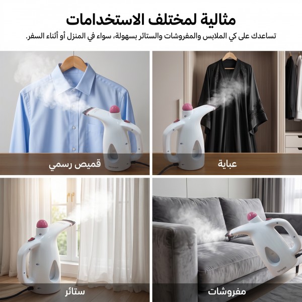 كواية بخار ومنظف بخاري عمودي محمول للسفر والمنزل مع فرشاة تنظيف بضمان عامين