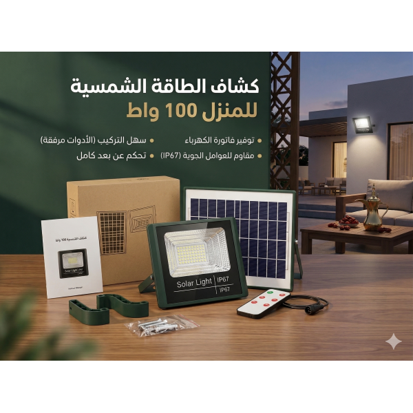 كشاف الطاقة الشمسية للمنزل 100 واط