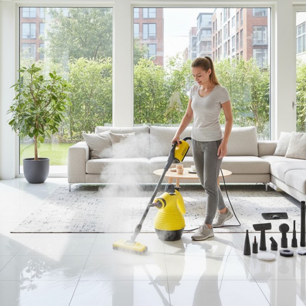 منظف بخار كهربائي Denx بعصا ممتدة و ممسحة بضمان عامين