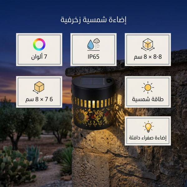 زينة الحديقة الدو ارة بالطاقة الشمسية اضاءة 7 ألوان