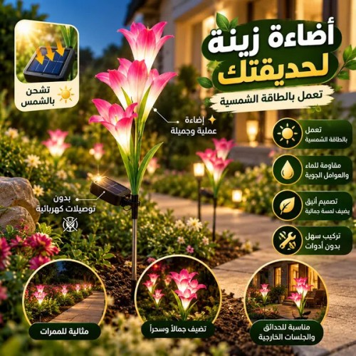 زهور زينة بالطاقة الشمسية تضيء