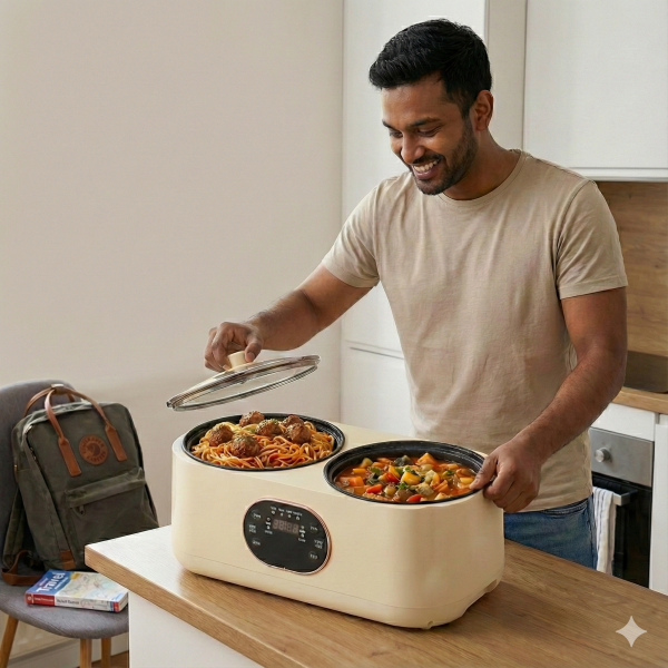 جهاز الطبخ المزدوج الكهربائي دينكس بضمان عامين