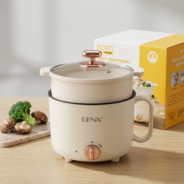 قدر الطبخ والتبخير الذكي 2 في 1 من دينكس - سعة 1.5 لتر، سطح سيراميك وضمان عامين