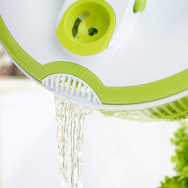 غسالة ومجفف كبير للخضروات والفواكه مع وعاء شفاف، سلة تصريف ومصفاة، متعددة الاستخدامات