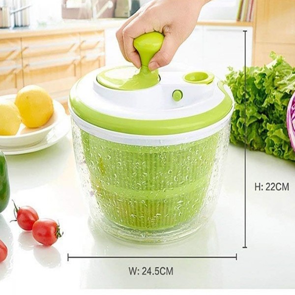 غسالة ومجفف كبير للخضروات والفواكه مع وعاء شفاف، سلة تصريف ومصفاة، متعددة الاستخدامات