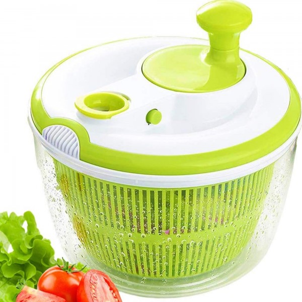 غسالة ومجفف كبير للخضروات والفواكه مع وعاء شفاف، سلة تصريف ومصفاة، متعددة الاستخدامات