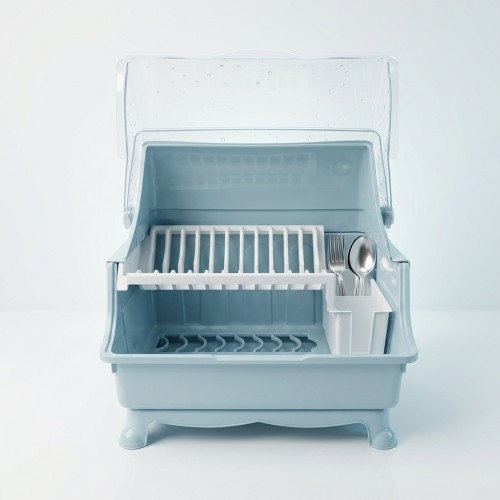 رف تجفيف أطباق 2 طبقة بغطاء