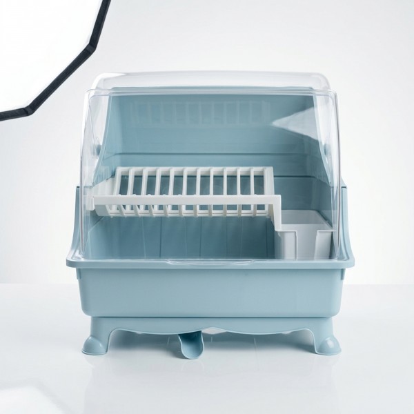 رف تجفيف أطباق 2 طبقة بغطاء