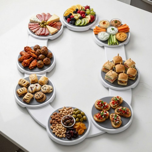 منظم طاولة طعام دوار بيضاوي