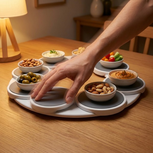 منظم طاولة طعام دوار بيضاوي