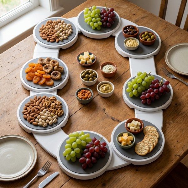 منظم طاولة طعام دوار بيضاوي