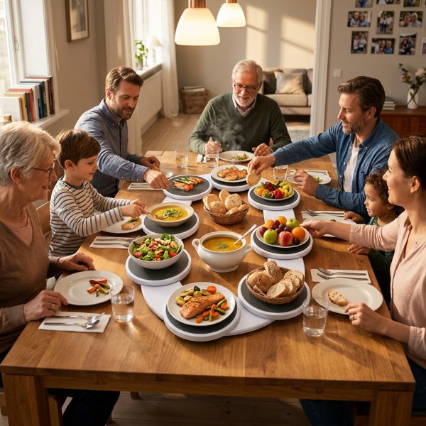 منظم طاولة طعام دوار بيضاوي