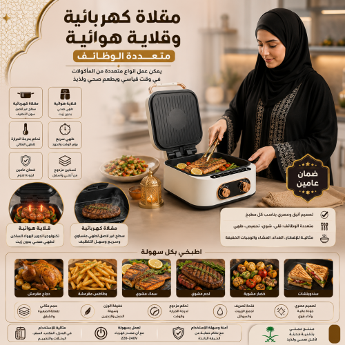 مقلاة كهربائية وقلاية هوائية 2 في 1 متعددة الوظائف