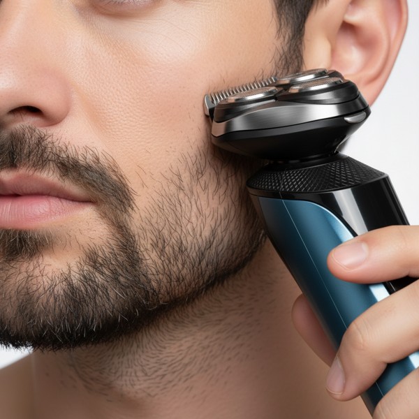 ماكينة تشذيب اللحية ثلاثية الأبعاد بشفرة عائمة، قابلة للغسل، قابلة لإعادة الشحن عبر منفذ USB