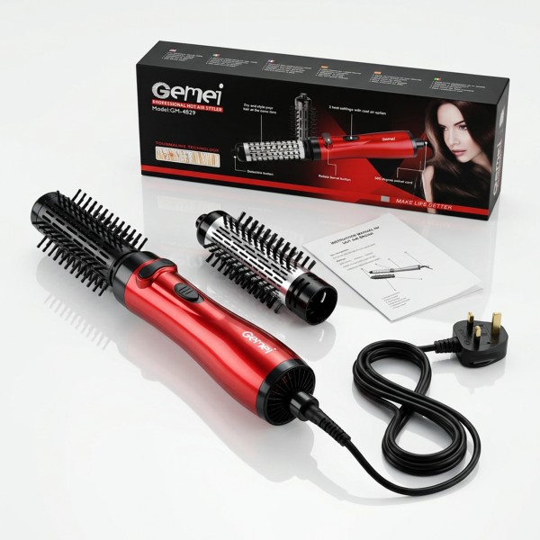 فرشاة تصفيف الشعر الدوارة المتطورة 2 في 1 من Gemei