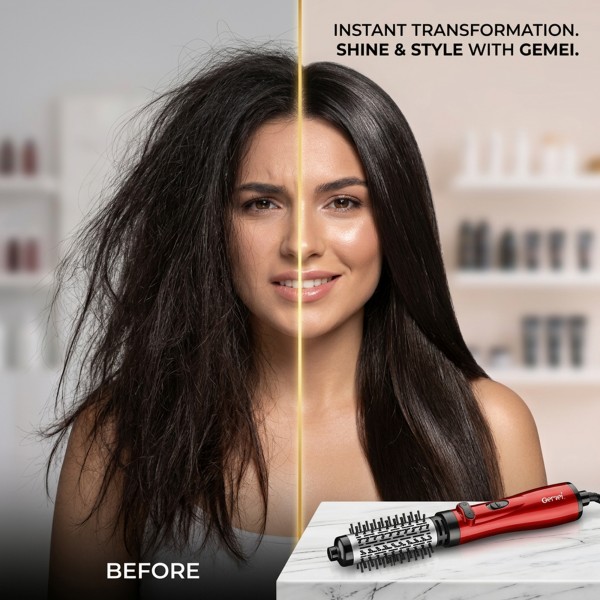 فرشاة تصفيف الشعر الدوارة المتطورة 2 في 1 من Gemei
