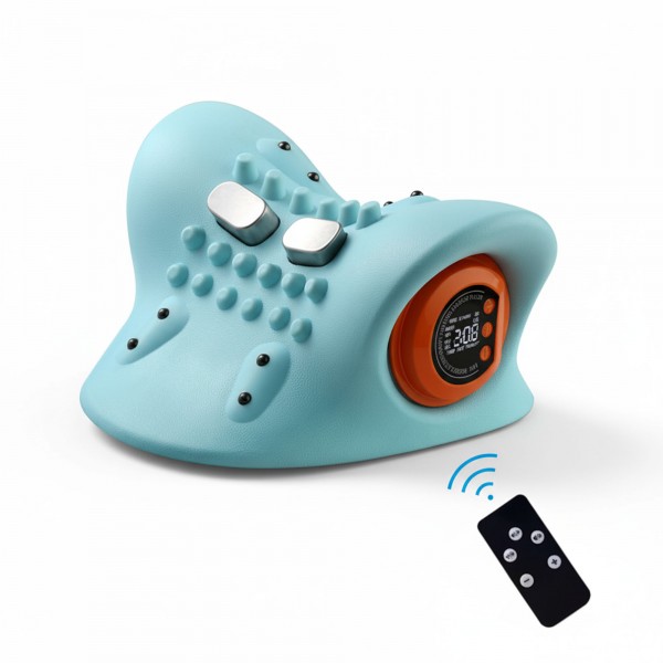 وسادة تدليك الرقبة 3 في 1 مع خاصية التسخين والتدليك بالاهتزاز وشد الرقبة لدعم العمود الفقري والاسترخاء