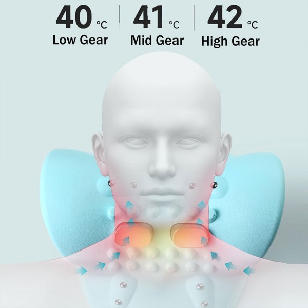 وسادة تدليك الرقبة 3 في 1 مع خاصية التسخين والتدليك بالاهتزاز وشد الرقبة لدعم العمود الفقري والاسترخاء
