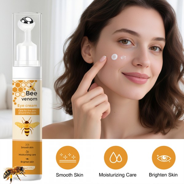 كريم سم النحل لشد فوري للعينين مضاد للتجاعيد والهالات السوداء مناسب للعيون المنتفخة يرطب البشرة المترهلة تحت العينين ومضاد للضوء الأزرق