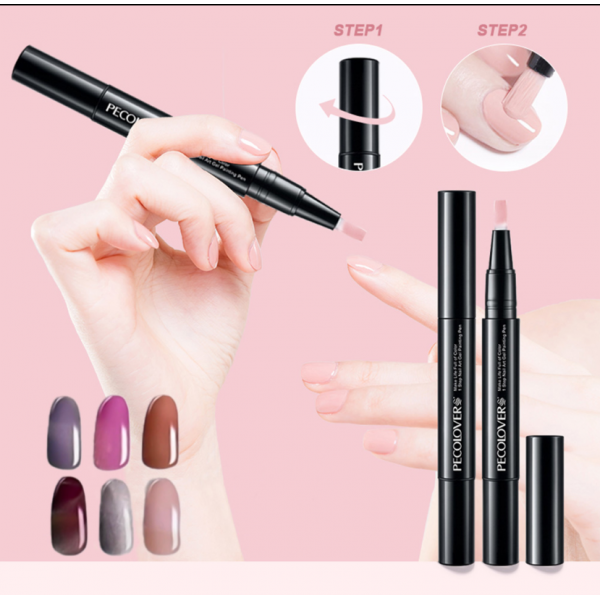 6 قطع من اقلام طلاء الاظافر جل 3 في 1  يدوم طويلا للنساء والفتيات