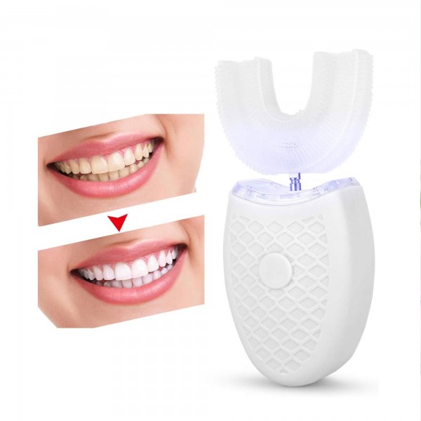 عرض  فرشاة أسنان سيليكون أوتوماتيكية 360 على شكل U+معجون اسنان هدية