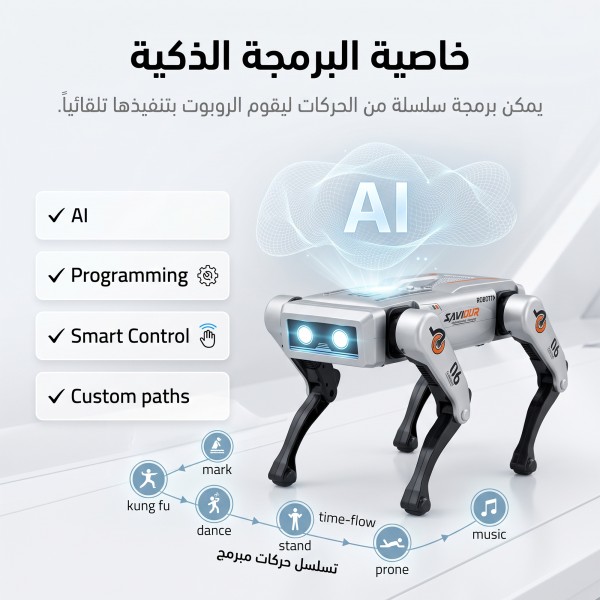روبوت ذكاء اصطناعي قابل للبرمجة مع تحكم صوتي وجهاز تحكم عن بعد للاطفال