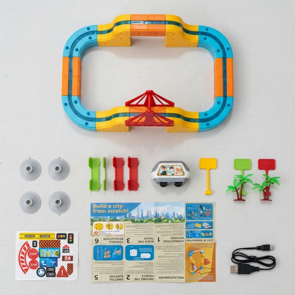 مجموعة قطار السكك الحديدية الكهربائية للأطفال 123 قطعة