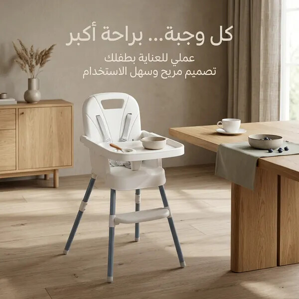 كرسي أطفال مرتفع متعدد الوظائف وقابل للطي