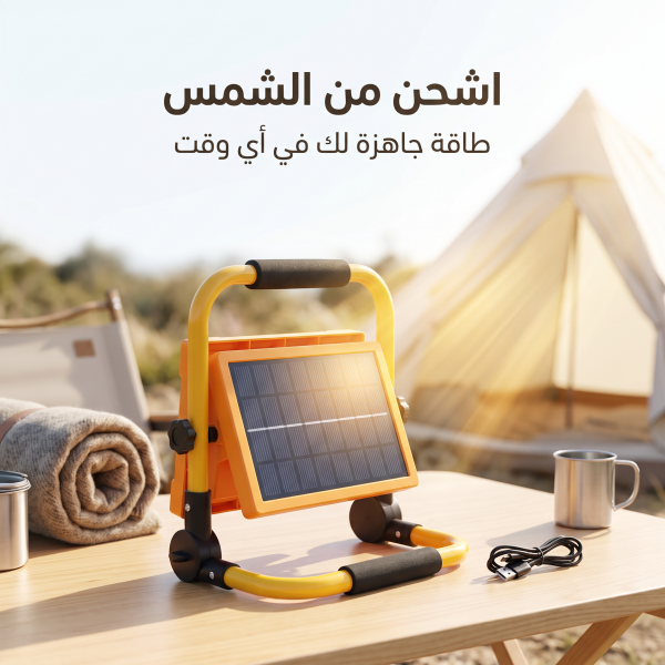 مصباح LED قابل لإعادة الشحن 6 أوضاع يعمل بالطاقة الشمسية