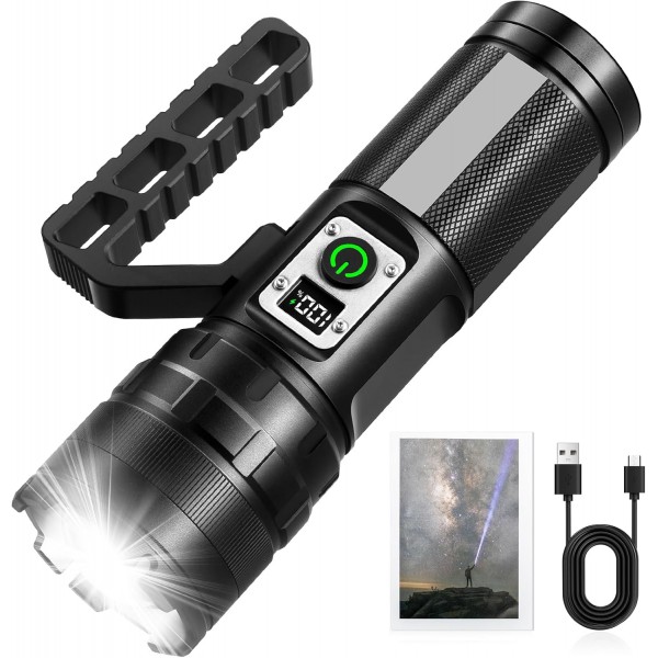 مصباح يدوي متعدد الوظائف قابل لإعادة الشحن بتقنية LED.